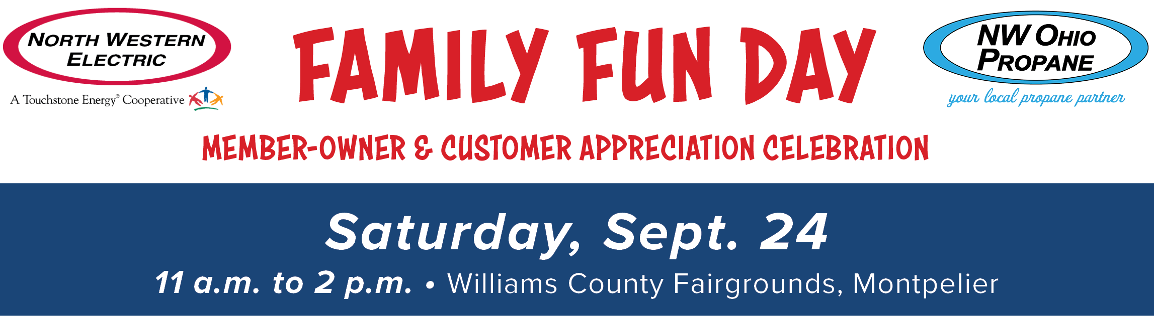 Family Fun Day header with two logos